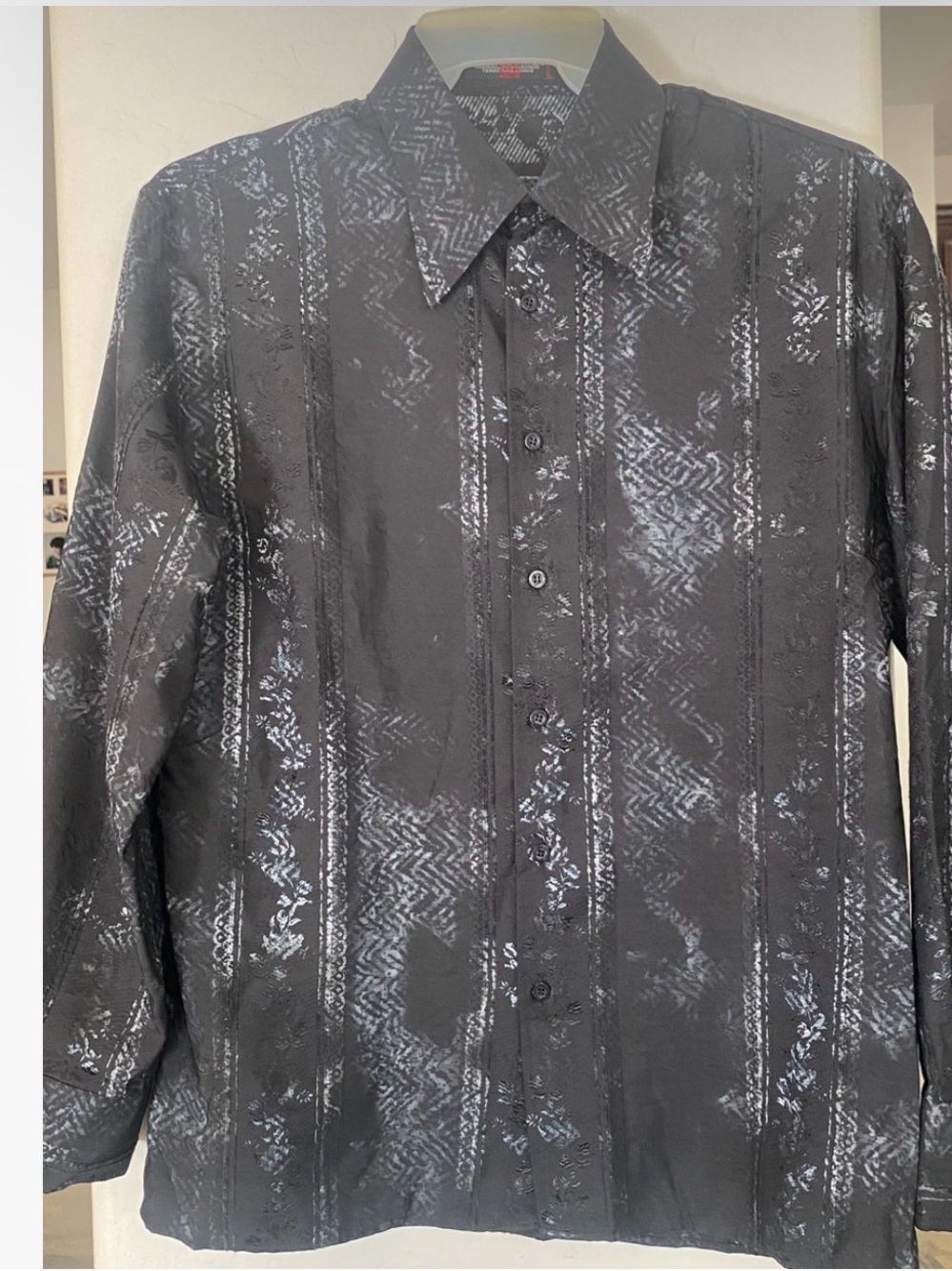 Mens Yashi Yamamuri Terzo Millennio Italian Embroidered Button Front LS Shirt XL